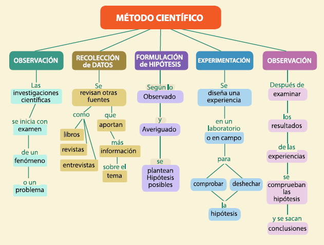 mapa conceptual del método científico 5 pasos